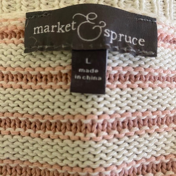 Market & Spruce Pink & Cream Stripe Sweater Size L - Picture 5 of 7